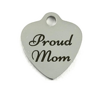 Proud Mom Laser Engraved Charm | Fashion Jewellery Outlet | Fashion Jewellery Outlet