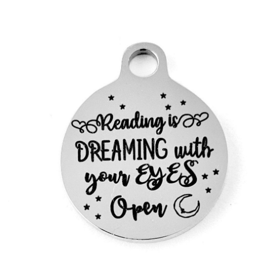 Reading is Dreaming Round Personalized Charm| Fashion Jewellery Outlet | Fashion Jewellery Outlet