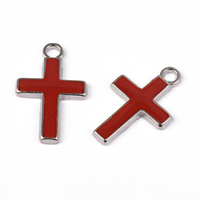 Alloy Red Enamel Cross Charm | Fashion Jewellery Outlet | Fashion Jewellery Outlet