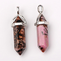 Natural Rhodonite Bullet Pendant | Fashion Jewellery Outlet | Fashion Jewellery Outlet