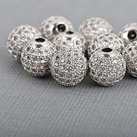 6mm CZ Pave Bead Round Silver Bead | Fashion Jewellery Outlet | Fashion Jewellery Outlet