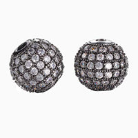 6mm CZ Pave Bead Round Gunmetal Bead | Fashion Jewellery Outlet | Fashion Jewellery Outlet