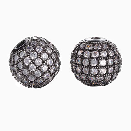 10mm CZ Pave Bead Round Gunmetal Bead | Fashion Jewellery Outlet | Fashion Jewellery Outlet
