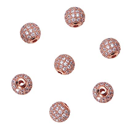 6mm CZ Pave Bead Round Rose Gold Bead | Fashion Jewellery Outlet | Fashion Jewellery Outlet