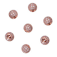 10mm CZ Pave Bead Round Rose Gold Bead | Fashion Jewellery Outlet | Fashion Jewellery Outlet