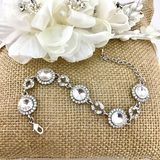 Crystal Round Silver Bridal Bracelet | Fashion Jewellery Outlet | Fashion Jewellery Outlet