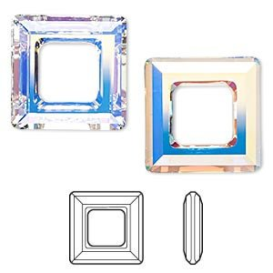 Square Ring Swarovski Pendant Crystal AB | Fashion Jewellery Outlet | Fashion Jewellery Outlet