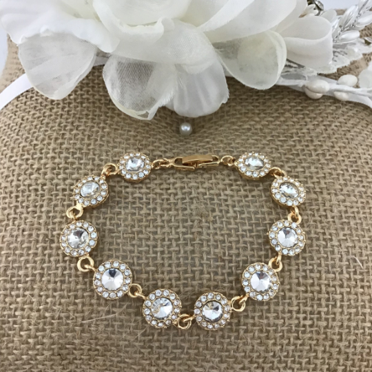 Stunning Round Shape Gold Bridal Bracelet | Fashion Jewellery Outlet | Fashion Jewellery Outlet