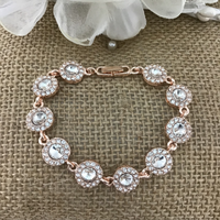 Stunning Round Rose Gold Bridal Bracelet | Fashion Jewellery Outlet | Fashion Jewellery Outlet