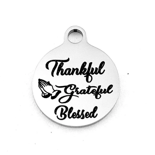 Thankful Grateful Blessed Engraved Charm | Fashion Jewellery Outlet | Fashion Jewellery Outlet