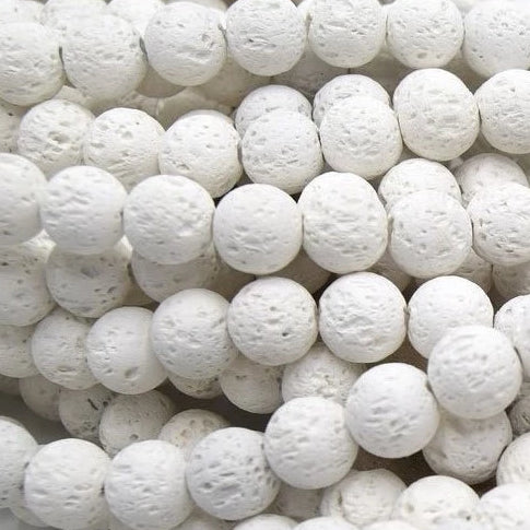 6mm White Lava Beads | Fashion Jewellery Outlet | Fashion Jewellery Outlet