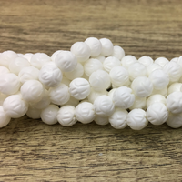 10mm White Tridacna Carved Lotus Flower Bead| Fashion Jewellery Outlet | Fashion Jewellery Outlet