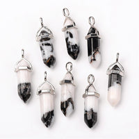 Natural Black & White Agate Bullet Pendant | Fashion Jewellery Outlet | Fashion Jewellery Outlet