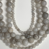 4mm, 6mm, 8mm and 10mm white lace agate