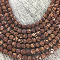 8mm Frosted Wood Agate Beads | Fashion Jewellery Outlet | Fashion Jewellery Outlet
