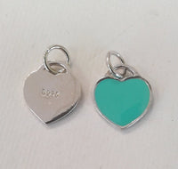 Blue Enamel Sterling Silver Flat Heart charm with Loop | Fashion Jewellery Outlet
