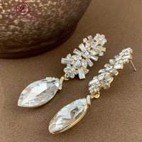 Crystal Baguette Marquise Earrings, Gold | Fashion Jewellery Outlet | Fashion Jewellery Outlet