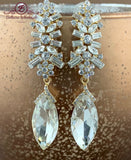 Crystal Baguette Marquise Earrings, Gold | Fashion Jewellery Outlet | Fashion Jewellery Outlet