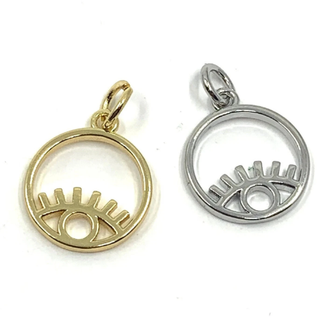 Round Gold Evil Eye Ring Charm | Fashion Jewellery Outlet | Fashion Jewellery Outlet