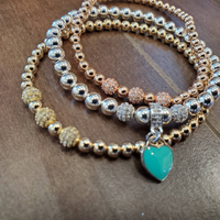 Tri Color, 14K Gold Filled Bead Bracelet, Sterling Silver TRI Color Bracelet | Fashion Jewellery Outlet | Fashion Jewellery Outlet