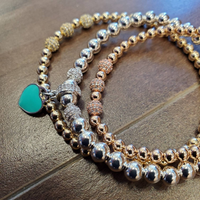 Tri Color, 14K Gold Filled Bead Bracelet, Sterling Silver TRI Color Bracelet | Fashion Jewellery Outlet | Fashion Jewellery Outlet