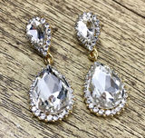 Crystal Long Teardrop Earrings, Gold | Fashion Jewellery Outlet | Fashion Jewellery Outlet