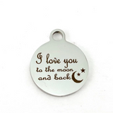 I love you to the moon and back Engraved Charm | Fashion Jewellery Outlet | Fashion Jewellery Outlet