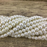 8mm Faux Glass Pearls, Ivory | Fashion Jewellery Outlet | Fashion Jewellery Outlet