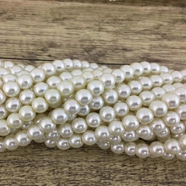 8mm Faux Glass Pearls, Ivory | Fashion Jewellery Outlet | Fashion Jewellery Outlet