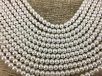 4mm Faux Glass Pearls, Ivory | Fashion Jewellery Outlet | Fashion Jewellery Outlet