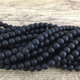 6mm Frosted Black Agate Bead | Fashion Jewellery Outlet | Fashion Jewellery Outlet