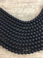10mm Frosted Black Agate Bead | Fashion Jewellery Outlet | Fashion Jewellery Outlet