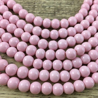8mm Faux Glass Pearls, Solid Milky Pink | Fashion Jewellery Outlet | Fashion Jewellery Outlet