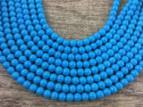 8mm Faux Glass Pearl Bead, Solid Blue | Fashion Jewellery Outlet | Fashion Jewellery Outlet