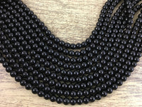 6mm Faux Glass Pearl Beads, Black | Fashion Jewellery Outlet | Fashion Jewellery Outlet