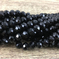 Faceted Rondelle Glass Bead, Jet Black | Fashion Jewellery Outlet | Fashion Jewellery Outlet