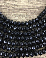 8mm Faceted Rondelle Glass Bead, Jet Black | Fashion Jewellery Outlet | Fashion Jewellery Outlet