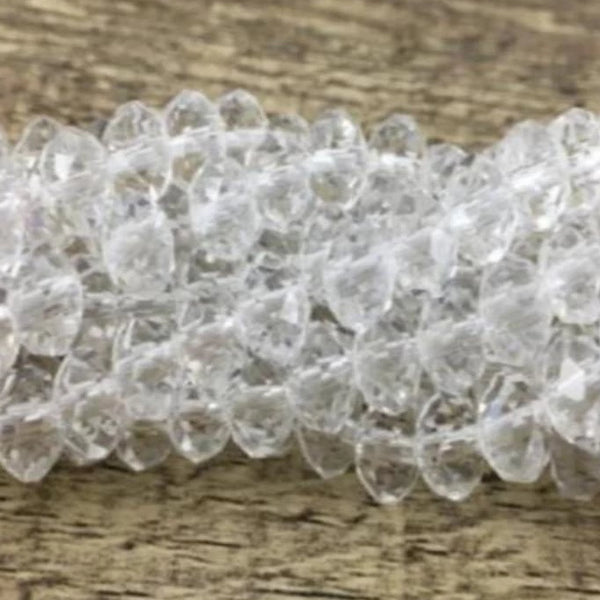 4 mm Clear Faceted Rondelle Glass Bead | Fashion Jewellery Outlet | Fashion Jewellery Outlet