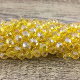 8mm Faceted Rondelle Glass Bead, Yellow AB | Fashion Jewellery Outlet | Fashion Jewellery Outlet