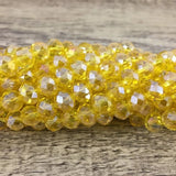 6mm Faceted Rondelle Glass Bead, Yellow AB | Fashion Jewellery Outlet | Fashion Jewellery Outlet