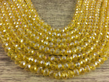 6mm Faceted Rondelle Glass Bead, Yellow AB | Fashion Jewellery Outlet | Fashion Jewellery Outlet