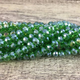 6mm Faceted Rondelle Glass Beads, Green AB | Fashion Jewellery Outlet | Fashion Jewellery Outlet