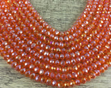8mm Faceted Rondelle Glass Bead, Orange AB | Fashion Jewellery Outlet | Fashion Jewellery Outlet
