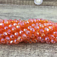 6mm Faceted Rondelle Glass Bead Orange AB | Fashion Jewellery Outlet | Fashion Jewellery Outlet
