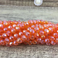 8mm Faceted Rondelle Glass Bead, Orange AB | Fashion Jewellery Outlet | Fashion Jewellery Outlet