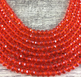 8mm Faceted Rondelle Glass Bead, Orange | Fashion Jewellery Outlet | Fashion Jewellery Outlet