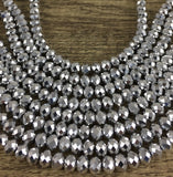 8mm Faceted Rondelle Glass Bead  Silver Grey | Fashion Jewellery Outlet | Fashion Jewellery Outlet