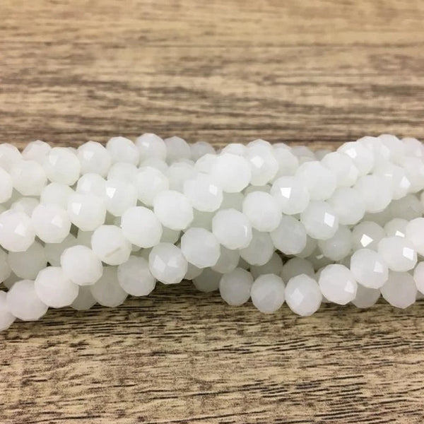 8mm Snow Ball White Faceted Glass Bead | Fashion Jewellery Outlet | Fashion Jewellery Outlet
