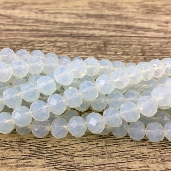 8mm Faceted Rondelle Glass Bead,Frosty White | Fashion Jewellery Outlet | Fashion Jewellery Outlet