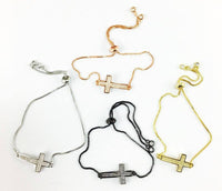 Cross Adjustable CZ Pave Bracelet | Fashion Jewellery Outlet | Fashion Jewellery Outlet